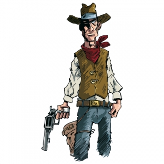 Cowboy Holding Gun