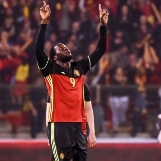 Belgiums Romelu Lukaku celebrates