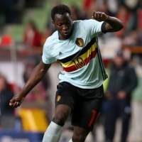 Belgiums Romelu Lukaku controls the ball