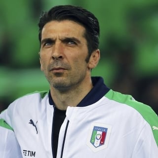Italys Gianluigi Buffon poses during a friendly