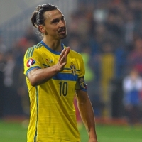 Swedens Zlatan Ibrahimovic reacts