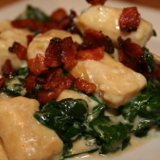 Homemade Gnocchi with Blue Cheese and Bacon