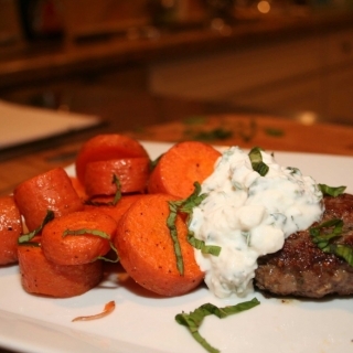 Feta Lamb Patties with Maple Roasted Carrots