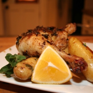 Roasted Half Chicken with Lemon and Oregano