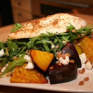 Farro Salad with Roasted Beets and Chicken