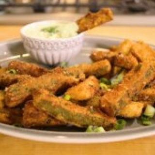 Crispy Parmesan Zucchini Fries with Green Goddess Dip