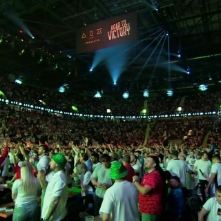 England fans at Manchester's AO arena celebrate Cole Palmer equaliser against Spain