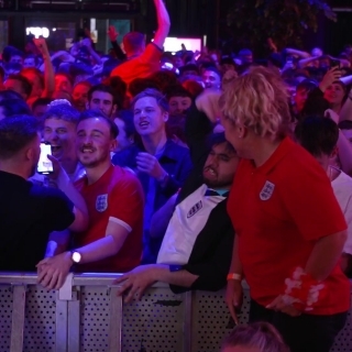 England fans at Boxpark, Liverpool go mental after Cole Palmer levels against Spain in Euro final