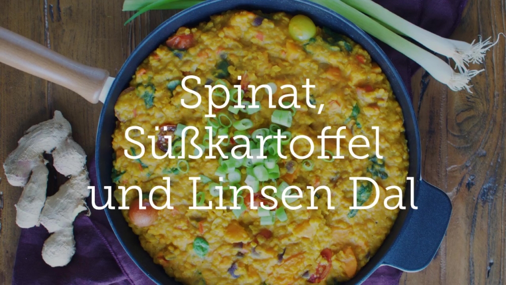 Spinat, Süßkartoffel und Linsen Dal