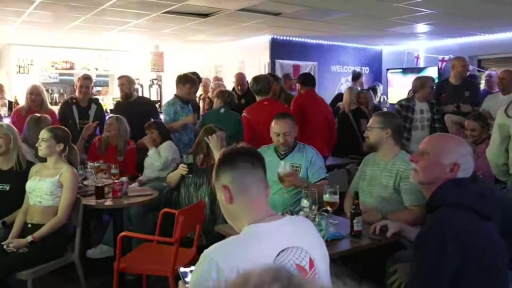 England fans react to Cole Palmer equaliser against Spain in Cheadle, Manchester