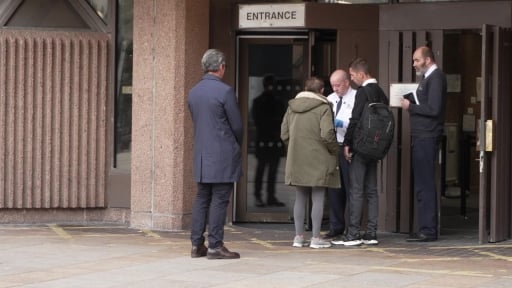 Ex Manchester City midfielder Joey Barton entering and leaving court after entering Not Guilty plea