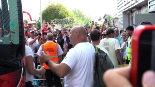 Liverpool players arriving at Preston North End pre season friendly