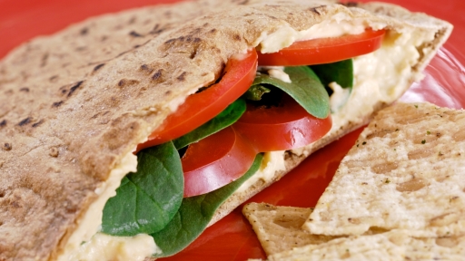 Zero Dairy Hummus Wraps With Tomato and Beansprout
