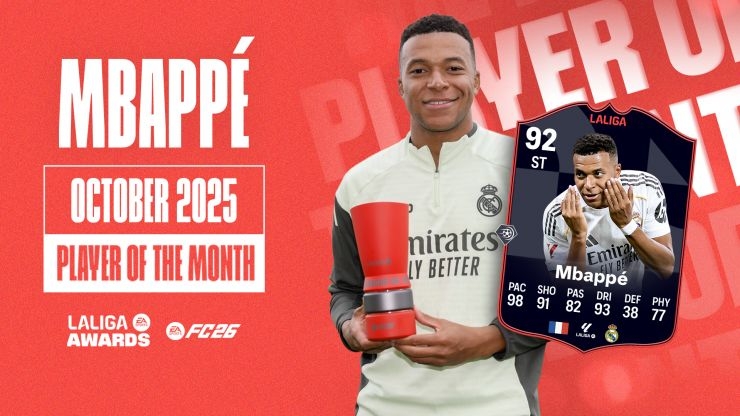 Kylian Mbappé wins LALIGA EA SPORTS Player of the Month award for October
