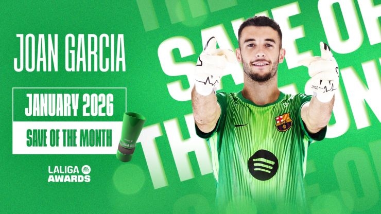 Joan Garcia wins LALIGA EA SPORTS Save of the Month award for January